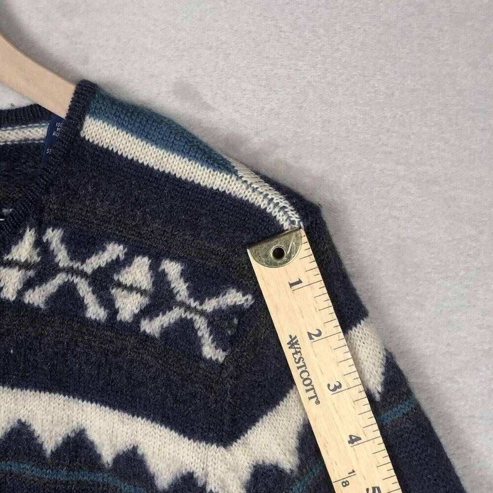 VTG KAREN SCOTT 100% Wool Cardigan Women's Sz M Black Blue Metal Button Sweater - Picture 9 of 13